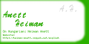 anett heiman business card